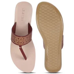 Aurelia Women's Zbeatrice Burgundy T-Strap Sandals image 3