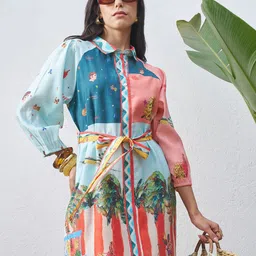 Vara By Vishudh Women Conversational Printed Full Sleeves Shirt Dress-picture-12