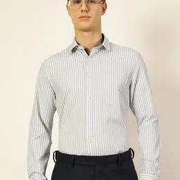 Thomas Scott Yellow Cotton Regular Fit Striped Shirt-image-3