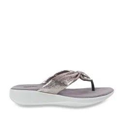 Walkway Women's Gun Metal Wedge Flip Flops image 3