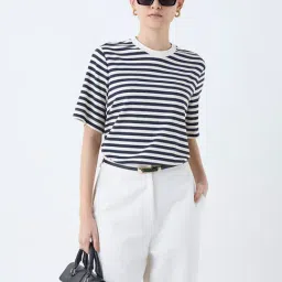 Wardrobe by Westside Navy Striped T-Shirt image 1