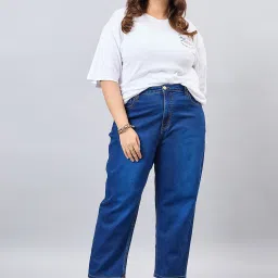 Style Quotient Dark Blue Cotton Regular Fit High Rise Jeans image 3