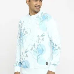 Basics Blue Cotton Comfort Fit Printed Sweatshirt image 3