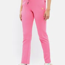 MADAME Pink Cotton Regular Fit Mid Rise Trackpants image 3