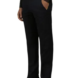 Louis Philippe Black Blended Regular fit Print Trousers image 3