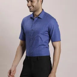 Turtle Blue Cotton Regular Fit Checks Shirt image 3