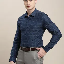 Turtle Blue Cotton Slim Fit Checks Shirt image 3