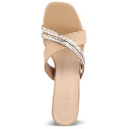 Tresmode Women's Beige Cross Strap Sandals image 3