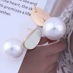 SUBHAGALANKAR Gold-Plated Pearls Studded Geometric Drop Earrings-picture-37
