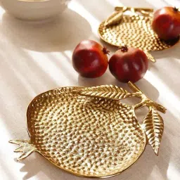 Pure Home and Living Gold Metal Pomegranate Decorative Platter - Large-picture-29
