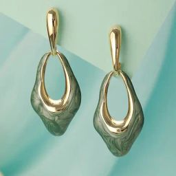 Saraf RS Jewellery Anti-Tarnish 18k Gold Plated & Emarald Enamelled Hollow Drop Earrings for Women-picture-42