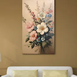 nestroots Peach & Green Vibrant Flowers in Vase Canvas Printed Canvas Wall Art-image-16