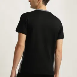Iconic Black Woven Design Regular Fit T-Shirt image 2