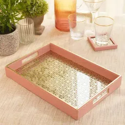 Pure Home and Living Pink Faux Leather Tray-picture-19