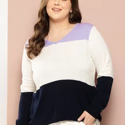 Sztori Plus Size Colourblocked Acrylic Cardigan-picture-29