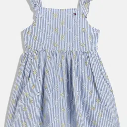 TOMMY HILFIGER Girls Blue Cotton Striped Dress-image-90