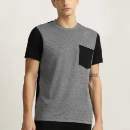 Iconic Black Woven Design Regular Fit T-Shirt-image-38
