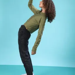 Campus Sutra Green Graphic Print Top image 5