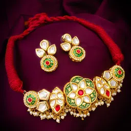 Anouk Gold-Plated Kundan Stone Studded & Beaded Jewellery Set-picture-33