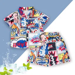YK Boys Printed Short Sleeves Shirt With Shorts-image-80