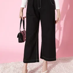 KASSUALLY Women Stylish Black High-Rise Wide Leg Jeans image 1