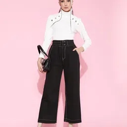 KASSUALLY Women Stylish Black High-Rise Wide Leg Jeans image 2