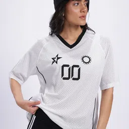 glitchez Printed Perforated Semi Sheer Oversized T-shirt-picture-34