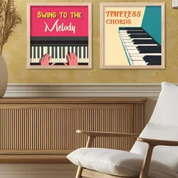 Kotart Brown & Pink 2 Pieces Piano Printed Wooden Wall Paintings image 5