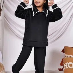 NEUDIS Girls Shirt Collar Long Sleeves Velvet Top with Trouser-picture-11