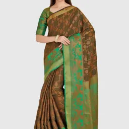 Mimosa Olive Green Zari Work Kanjivaram Saree With Blouse-picture-11