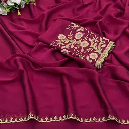 K 5 Fashion Embroidered Pure Chiffon Saree-picture-17