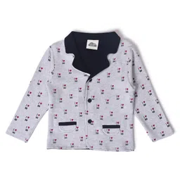 Mi Arcus  Cotton Full Sleeves I Love Dad Print Blazer Grey-image-24