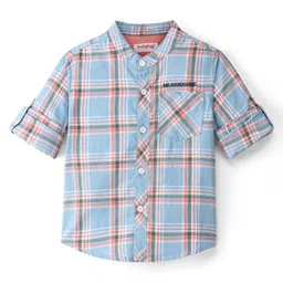 Babyhug Cotton Woven Full Sleeves Checks Shirt - Blue-picture-27