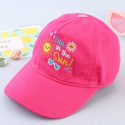 Babyhug Cotton Woven Cap With Text Embriodery Pink - Diameter 15 cm-picture-7