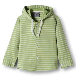 Dapper Dudes Full Sleeves Striped Hooded Shirt With Attached Tee - Green image 2