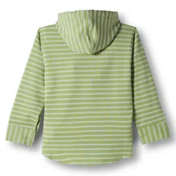 Dapper Dudes Full Sleeves Striped Hooded Shirt With Attached Tee - Green image 3