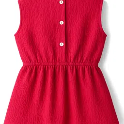 kookie kids india Kookie Kids Cotton Woven Sleeveless Solid Color Co-ords Top & Palazzo Set - Red image 3