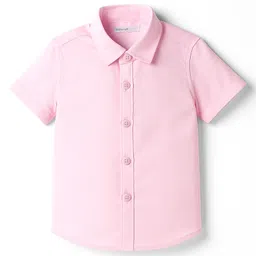 Babyoye Cotton Knit Half Sleeves Solid Color 3 Piece Party Suit with Bow - Pink & Brown image 3