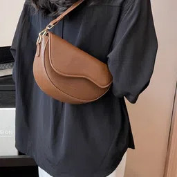 KPOP Women Solid Half Moon Casual Sling Bag-picture-19