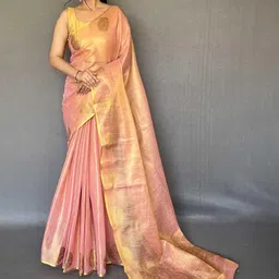 KALINI Pink Woven Design Tissue Sarees-picture-41