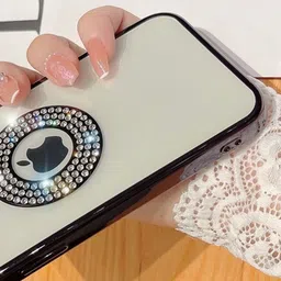 luxury kase LuxuryKase Black Embellished LK030 iPhone 15 Plus Logo Hole Phone Case image 4