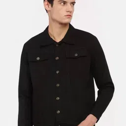 COMFITS Men Spread Collar Solid Cotton Denim Jacket-picture-13