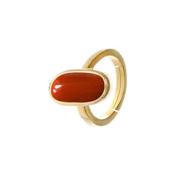 RAVIOUR LIFESTYLE Unisex Gold-Plated Red Coral Adjustable Finger Ring image 2