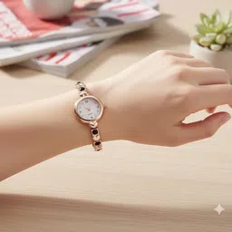 Moover Women Patterned Dial & Stainless Steel Bracelet Style Straps Analogue Watch DMN-BLK WHITE-j1 image 5