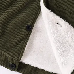 Mark & Mia Full Sleeves Solid Winter Jacket With Fur Collar - Dark Green image 5