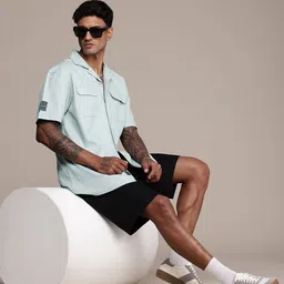 The Roadster Life Co. Relaxed Fit Textured Cuban Collar Pure Cotton Casual Shirt image 5