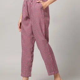 Kryptic Maroon Cotton Checks Pyjamas image 3