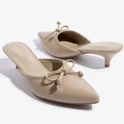 LUNA BLU by Westside Taupe Bow Designed Mules image 3