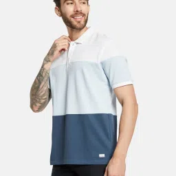Octave Air-Force Cotton Regular Fit Colour Block Polo T-Shirt image 3