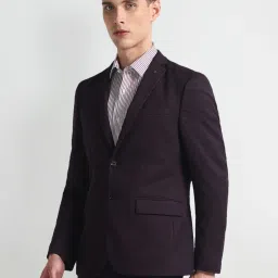 Arrow Red Slim Fit Texture Blazer image 3